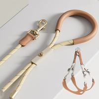 HKM-3162045 Leather Dog Leash and Chest Strap Set for Small and Medium Dogs