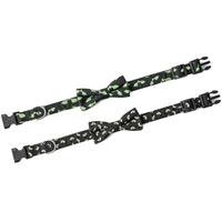 HKM-3164221 Skull and Bat Design Nylon Pet Leash and Collar for Dogs, Adjustable Sizes S, M, L