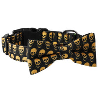 HKM-3164221 Skull and Bat Design Nylon Pet Leash and Collar for Dogs, Adjustable Sizes S, M, L