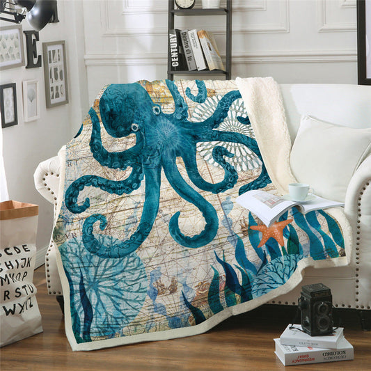 HKM-316435 European Style Comfort Coral Fleece Blanket - Soft Lamb Wool, 150x200cm, Plus Velvet Thickness