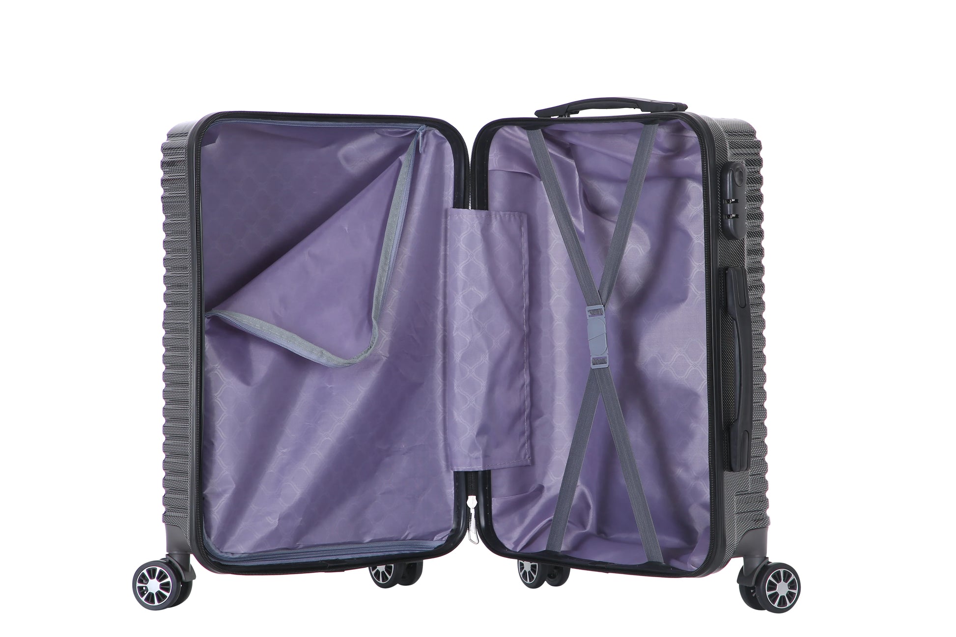 HKM-316499 3-Piece 360-Degree Hard Shell Trolley Luggage Set - 20/24/28 Inch Travel Suitcases in ABS and PC Materials
