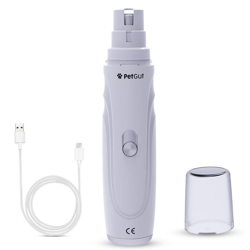 HKM-3166013 Three-in-One Pet Nail Piercing Device - Pet Nail Clippers with Sharpener and Data Cable, White, 14x3cm