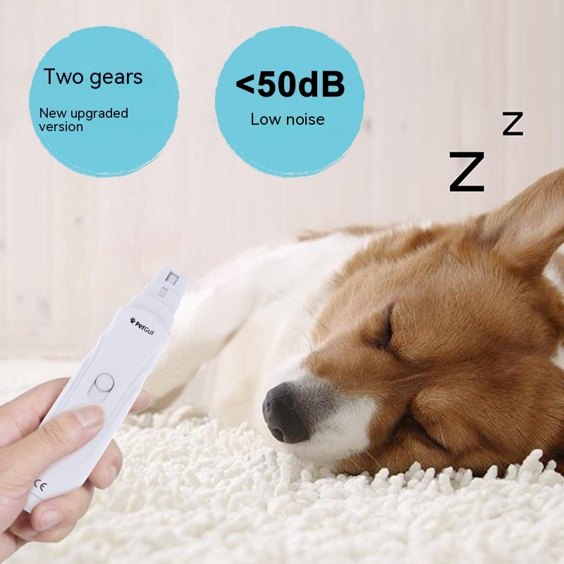 HKM-3166013 Three-in-One Pet Nail Piercing Device - Pet Nail Clippers with Sharpener and Data Cable, White, 14x3cm