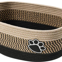 HKM-316627 Handmade Light Beige Woven Storage Basket with Handle for Organizing Toys, Nursery Décor, and Home Essentials
