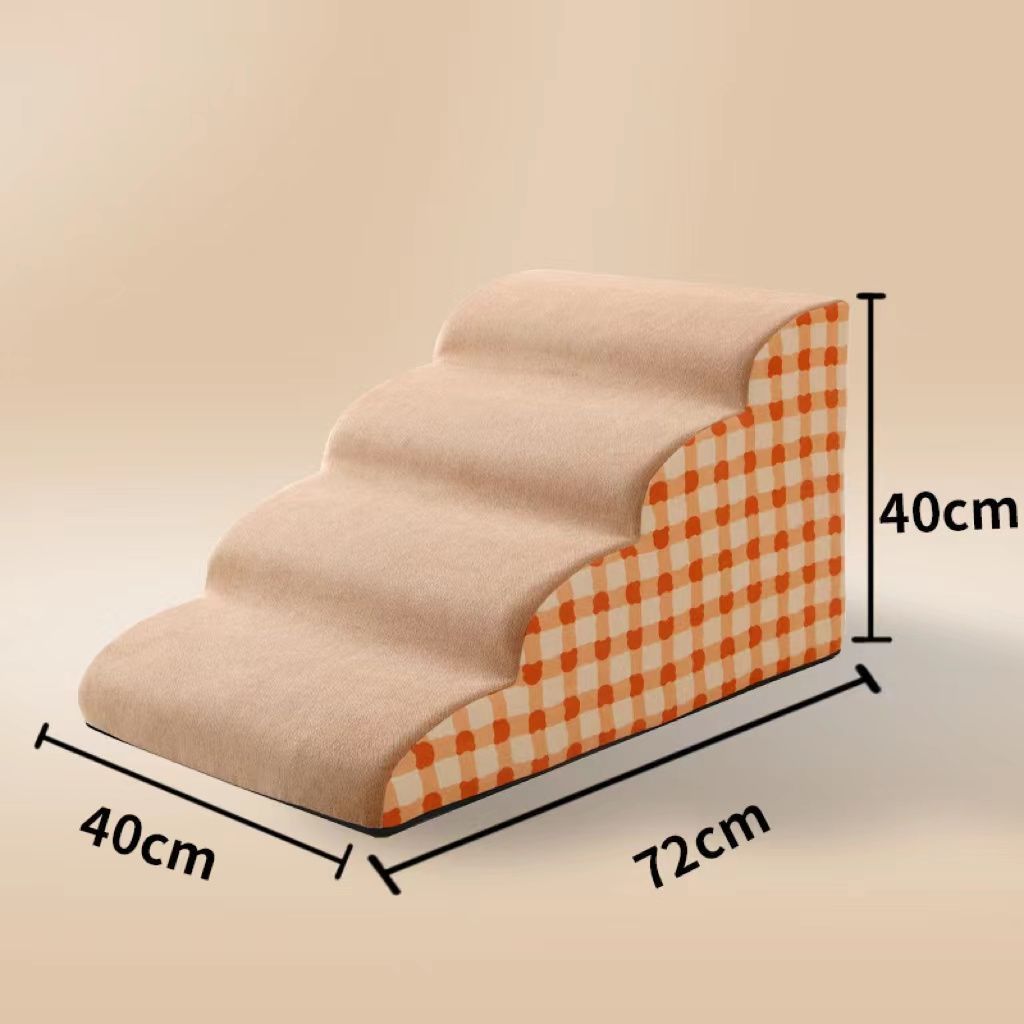 HKM-3166397 Removable Sponge Pet Stairs for Small Dogs - Corduroy and Snow Velvet Design, 40x72x40cm