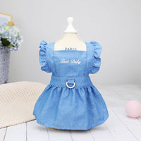 HKM-3166781 Embroidered Letter Denim Skirt for Dogs - Spring & Summer Fashion in Dark Blue and Light Blue