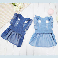 HKM-3166781 Embroidered Letter Denim Skirt for Dogs - Spring & Summer Fashion in Dark Blue and Light Blue