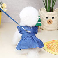 HKM-3166781 Embroidered Letter Denim Skirt for Dogs - Spring & Summer Fashion in Dark Blue and Light Blue