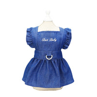 HKM-3166781 Embroidered Letter Denim Skirt for Dogs - Spring & Summer Fashion in Dark Blue and Light Blue