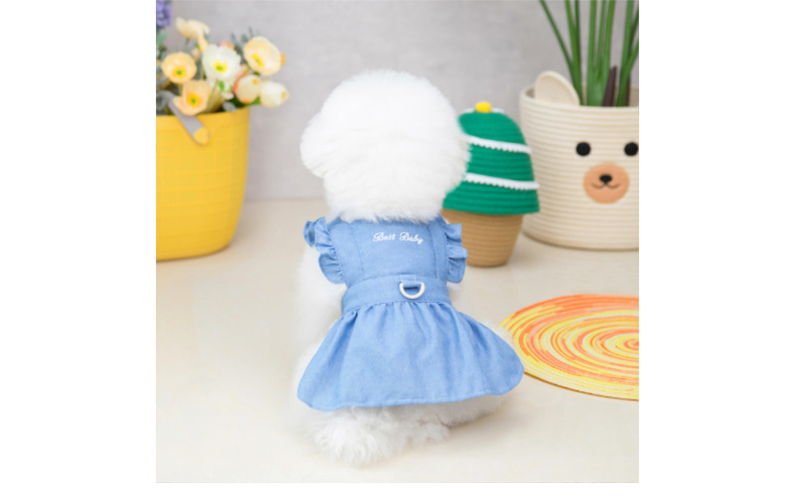 HKM-3166781 Embroidered Letter Denim Skirt for Dogs - Spring & Summer Fashion in Dark Blue and Light Blue