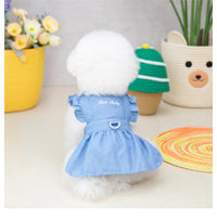 HKM-3166781 Embroidered Letter Denim Skirt for Dogs - Spring & Summer Fashion in Dark Blue and Light Blue