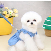 HKM-3166781 Embroidered Letter Denim Skirt for Dogs - Spring & Summer Fashion in Dark Blue and Light Blue