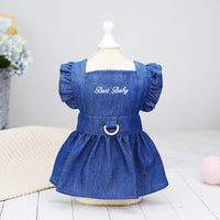 HKM-3166781 Embroidered Letter Denim Skirt for Dogs - Spring & Summer Fashion in Dark Blue and Light Blue
