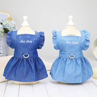HKM-3166781 Embroidered Letter Denim Skirt for Dogs - Spring & Summer Fashion in Dark Blue and Light Blue