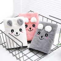 HKM-316691 Coral Velvet Bath Towel Set with Rabbit Ears in Gift Box - Various Colors Available