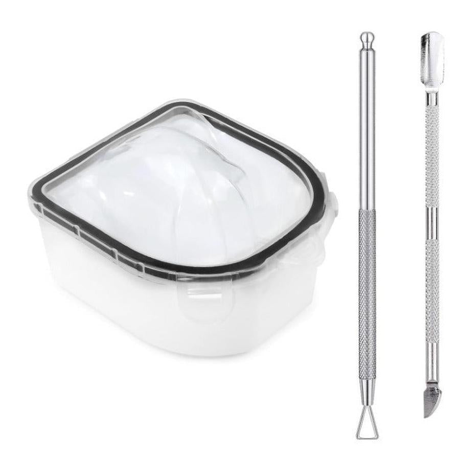 HKM-316755 Double Layer Manicure Tool Set with Nail Soaking Bowl and Removers - Available in Multiple Colors
