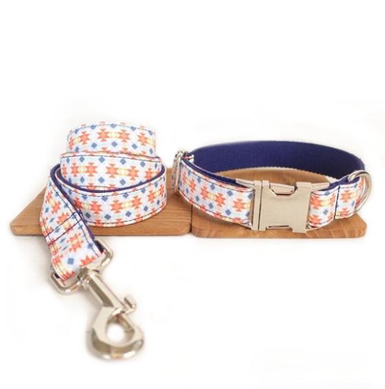 HKM-3167805 Durable Polyester Pet Collar and Traction Rope Set - Orange Lantern Color, Multiple Sizes Available