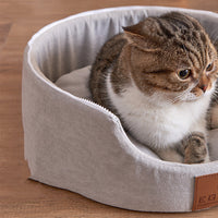 HKM-3168061 Removable and Washable Semi-Closed Pet Cat Litter with Christmas Hat Design in Yellow and Grey