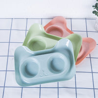 HKM-3168189 Cat Head Double Feeding Bowl - PP and Stainless Steel - 31cm x 21.5cm
