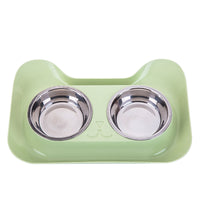 HKM-3168189 Cat Head Double Feeding Bowl - PP and Stainless Steel - 31cm x 21.5cm