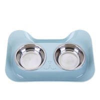 HKM-3168189 Cat Head Double Feeding Bowl - PP and Stainless Steel - 31cm x 21.5cm