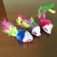 HKM-316883 Colored feather tail mouse toy