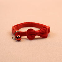 HKM-3169981 Cute Bowknot Cotton-Filled Adjustable Pet Collar in Fluorescent Green, Yellow, Pink, Purple, Sky Blue, and Red