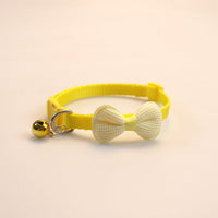 HKM-3169981 Cute Bowknot Cotton-Filled Adjustable Pet Collar in Fluorescent Green, Yellow, Pink, Purple, Sky Blue, and Red