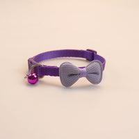 HKM-3169981 Cute Bowknot Cotton-Filled Adjustable Pet Collar in Fluorescent Green, Yellow, Pink, Purple, Sky Blue, and Red