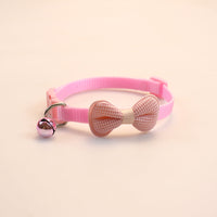 HKM-3169981 Cute Bowknot Cotton-Filled Adjustable Pet Collar in Fluorescent Green, Yellow, Pink, Purple, Sky Blue, and Red