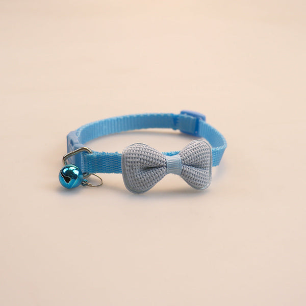 HKM-3169981 Cute Bowknot Cotton-Filled Adjustable Pet Collar in Fluorescent Green, Yellow, Pink, Purple, Sky Blue, and Red