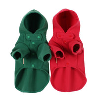 HKM-3170365 Hooded Double-Sided Cotton Trench Coat for Small Dogs - Classic British Style