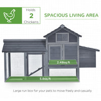 HKM-3171645 Compact Wooden Chicken Coop with Nesting Box, Removable Tray and Multiple Access Points in Gray