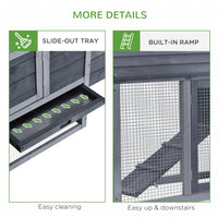 HKM-3171645 Compact Wooden Chicken Coop with Nesting Box, Removable Tray and Multiple Access Points in Gray
