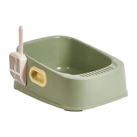 HKM-3171773 Cat Semi-Closed Toilet with Binaural Handle and Splash-Proof Sand Basin, Small Size, Durable PVC Material