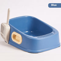 HKM-3171773 Cat Semi-Closed Toilet with Binaural Handle and Splash-Proof Sand Basin, Small Size, Durable PVC Material