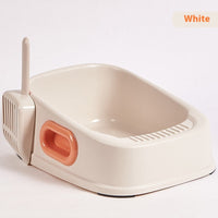 HKM-3171773 Cat Semi-Closed Toilet with Binaural Handle and Splash-Proof Sand Basin, Small Size, Durable PVC Material