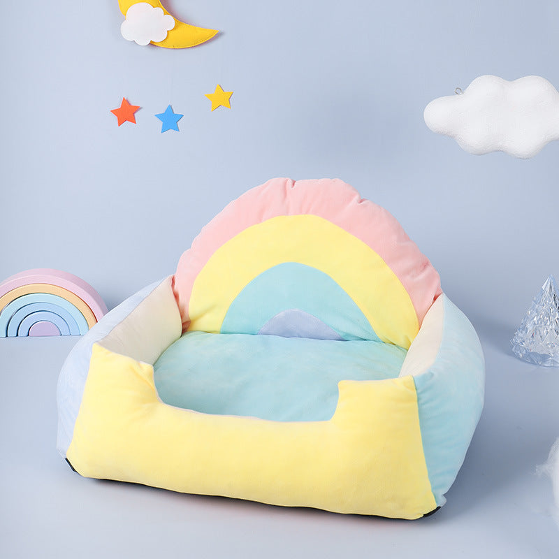 HKM-3172029 Rainbow Dual-Purpose Soft Pet Sleeping Mat for Cats and Dogs
