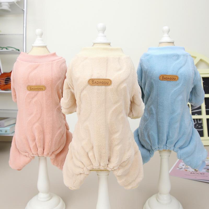 HKM-3172413 Cozy Coral Velvet Four-Leg Jacket for Cats and Dogs, Autumn & Winter Wear, Pink