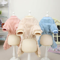 HKM-3172413 Cozy Coral Velvet Four-Leg Jacket for Cats and Dogs, Autumn & Winter Wear, Pink