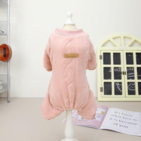 HKM-3172413 Cozy Coral Velvet Four-Leg Jacket for Cats and Dogs, Autumn & Winter Wear, Pink