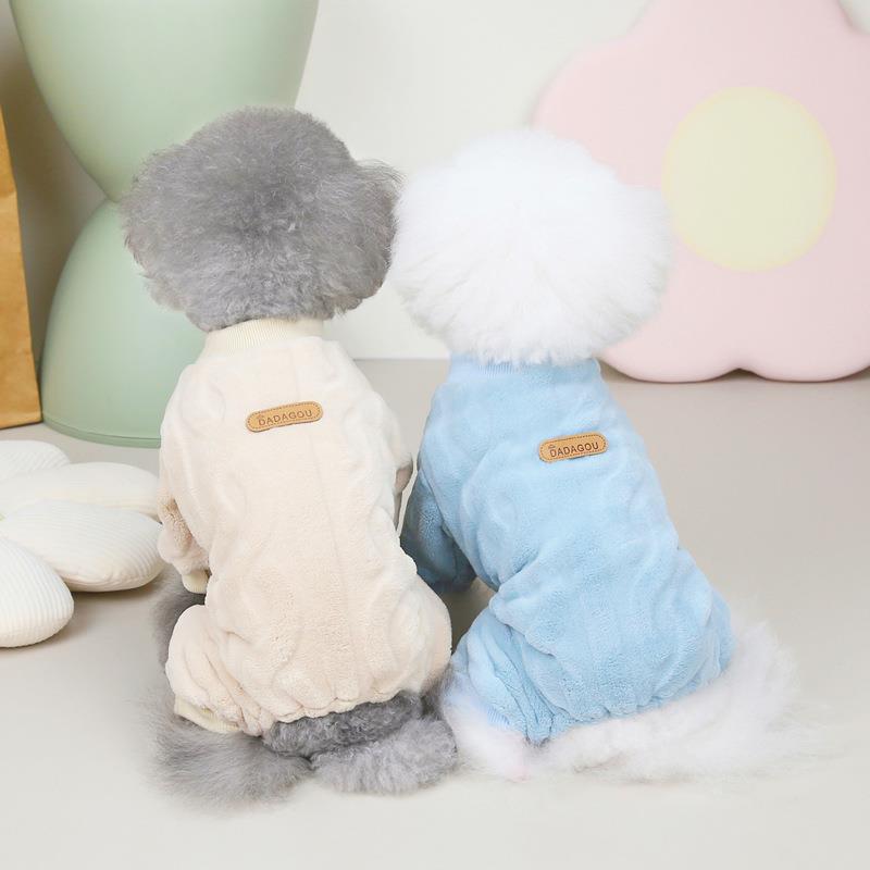 HKM-3172413 Cozy Coral Velvet Four-Leg Jacket for Cats and Dogs, Autumn & Winter Wear, Pink