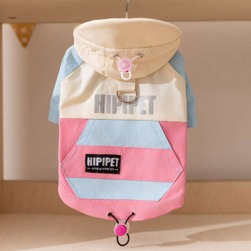HKM-3172541 Color Block Dog Hoodie with Belt Loop for Small and Medium Dogs - Adjustable Fit and Durable Fabric