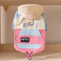 HKM-3172541 Color Block Dog Hoodie with Belt Loop for Small and Medium Dogs - Adjustable Fit and Durable Fabric