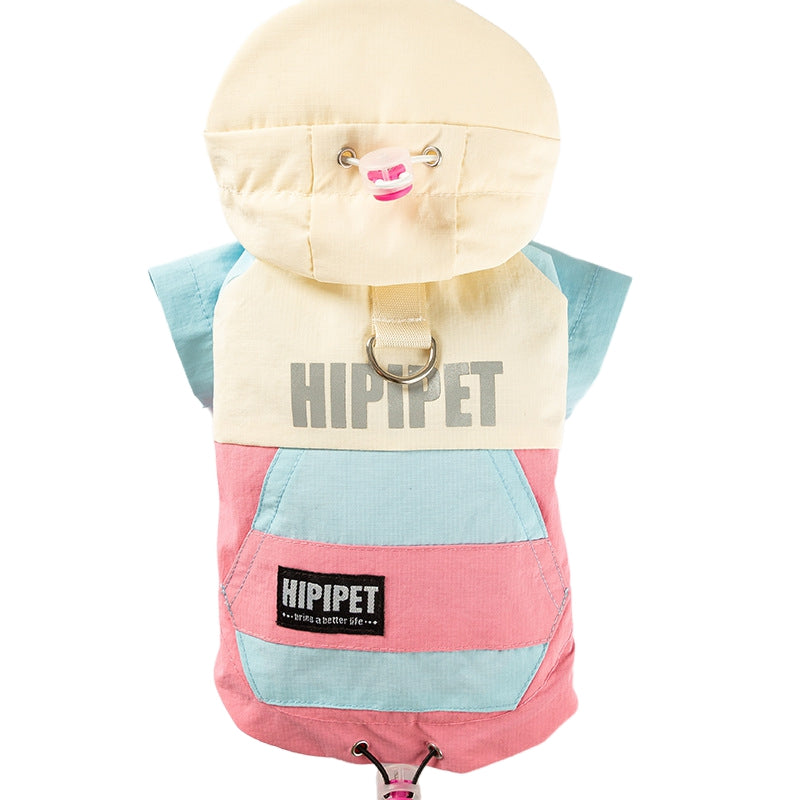HKM-3172541 Color Block Dog Hoodie with Belt Loop for Small and Medium Dogs - Adjustable Fit and Durable Fabric