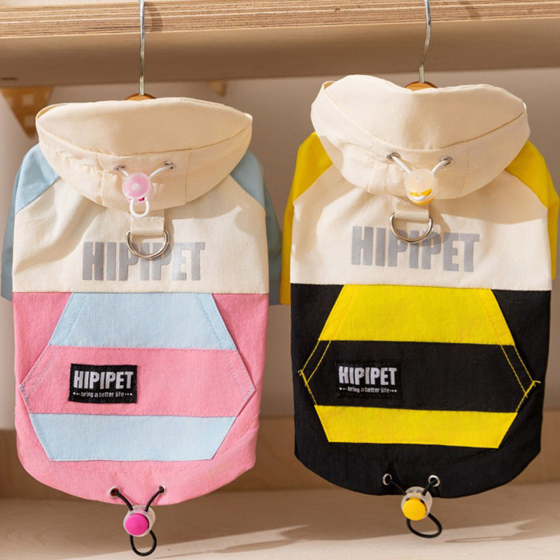 HKM-3172541 Color Block Dog Hoodie with Belt Loop for Small and Medium Dogs - Adjustable Fit and Durable Fabric