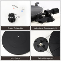 HKM-317267 Bluetooth Vinyl Record Player with Adjustable Counterweight and High-Fidelity Sound