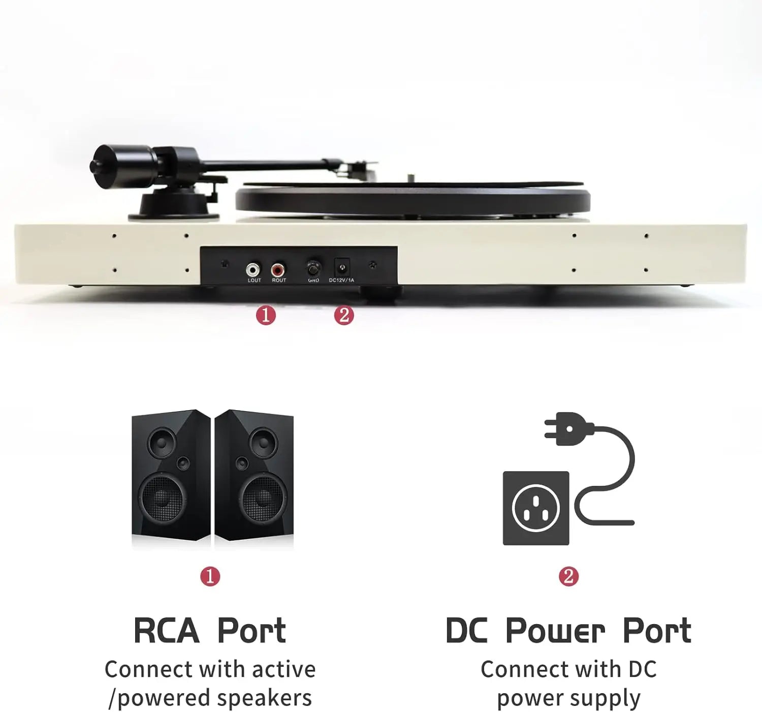 HKM-317267 Bluetooth Vinyl Record Player with Adjustable Counterweight and High-Fidelity Sound