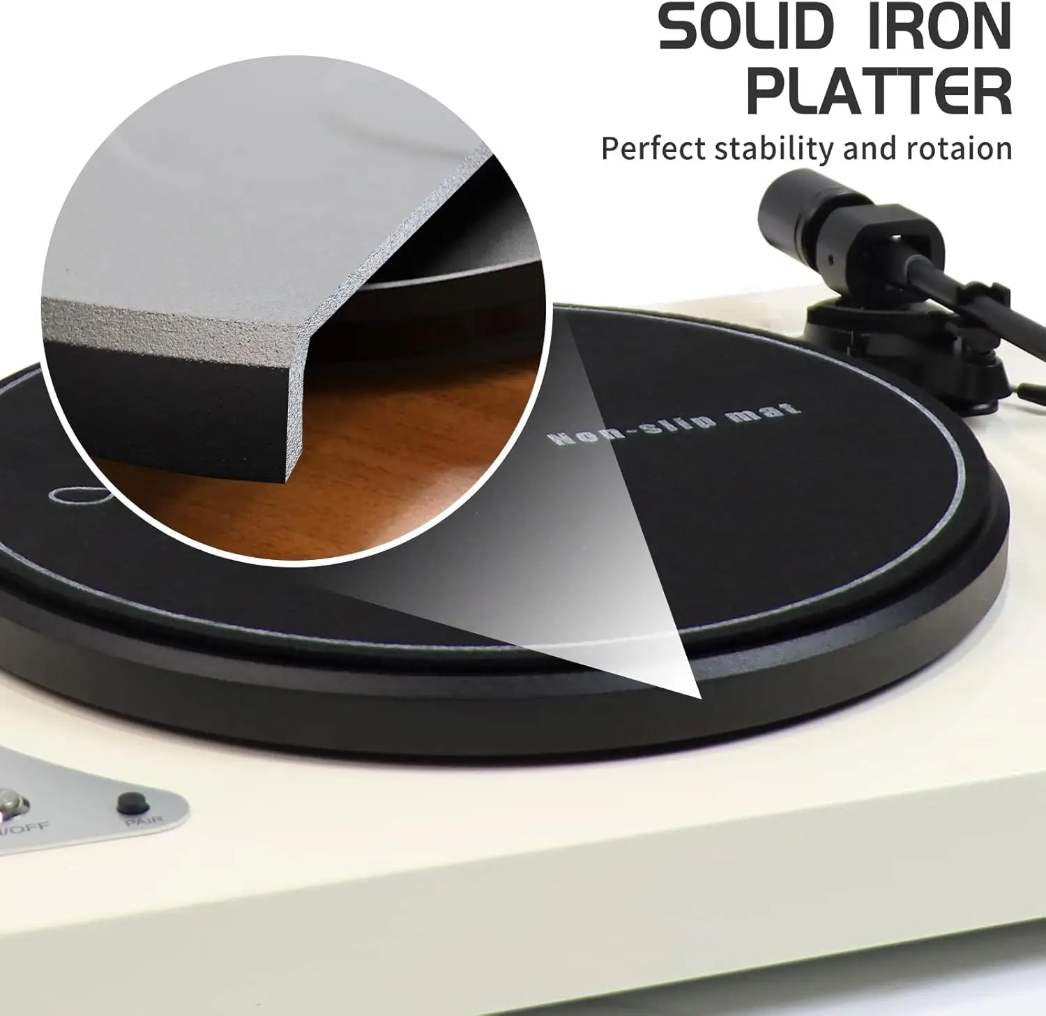 HKM-317267 Bluetooth Vinyl Record Player with Adjustable Counterweight and High-Fidelity Sound
