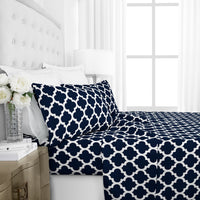 HKM-317267 Classic Geometric Four-Piece Bedding Set in Various Sizes for Modern Simplicity